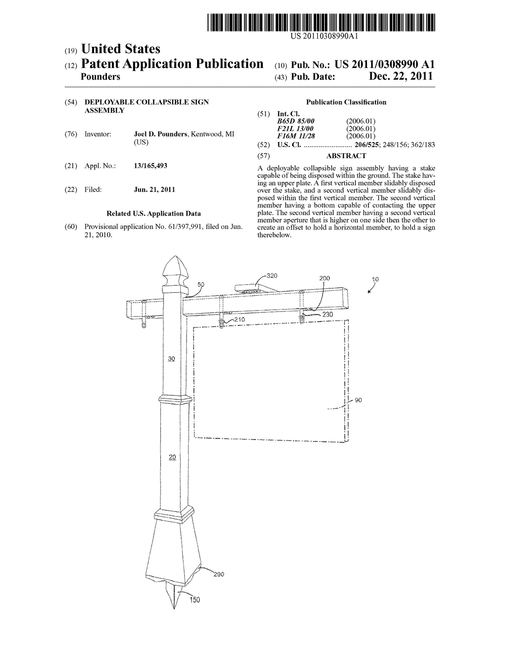 DEPLOYABLE COLLAPSIBLE SIGN ASSEMBLY - diagram, schematic, and image 01