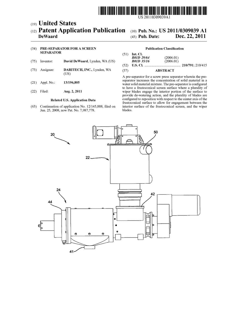 PRE-SEPARATOR FOR A SCREEN SEPARATOR - diagram, schematic, and image 01