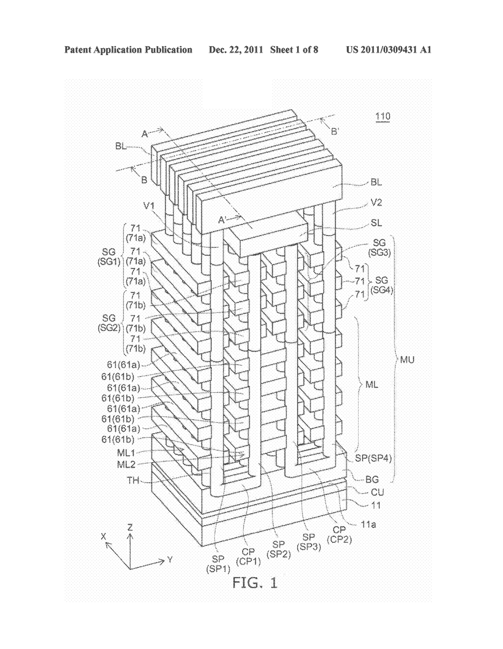 NONVOLATILE SEMICONDUCTOR MEMORY DEVICE AND METHOD FOR MANUFACTURING SAME - diagram, schematic, and image 02