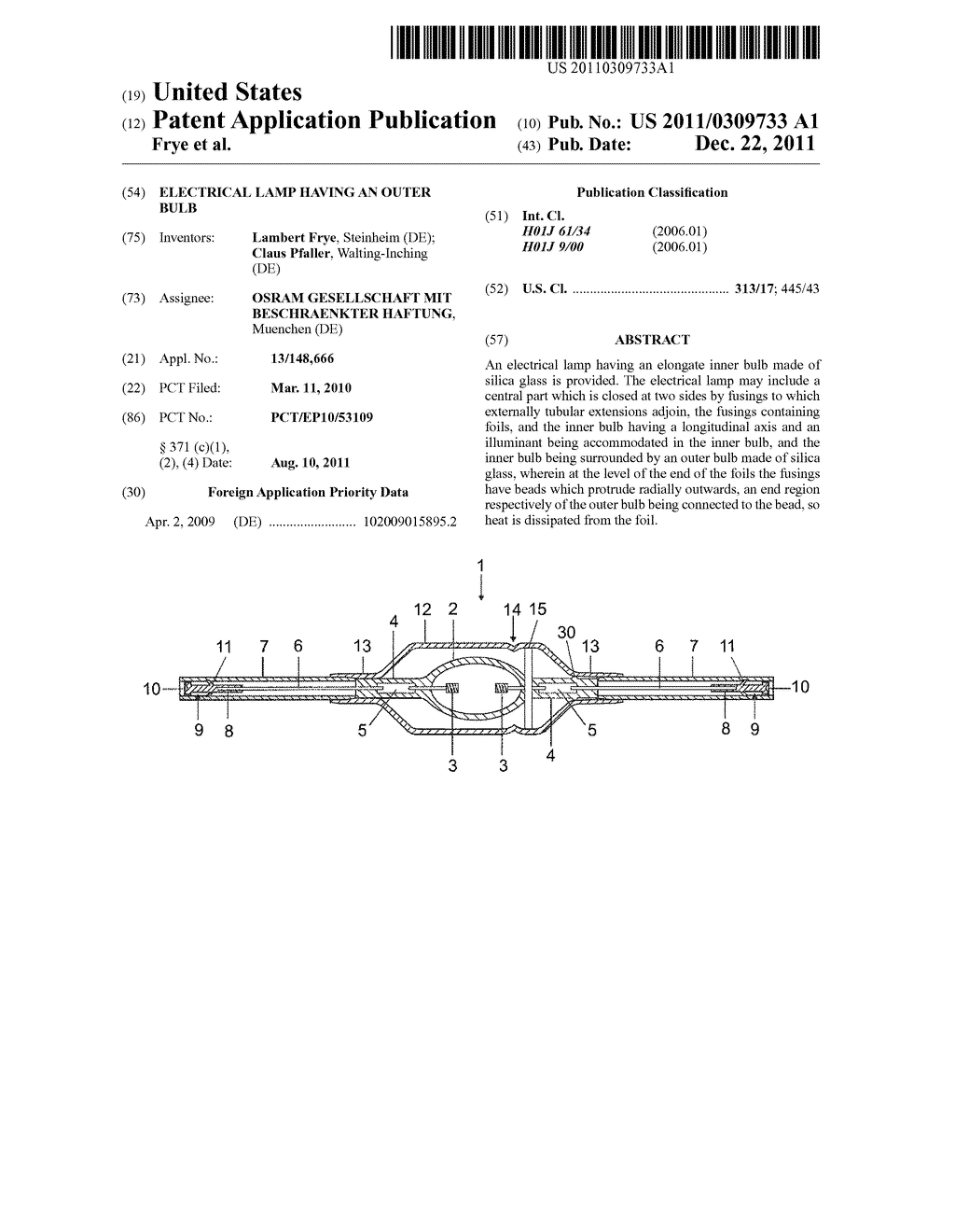 Electrical lamp having an outer bulb - diagram, schematic, and image 01