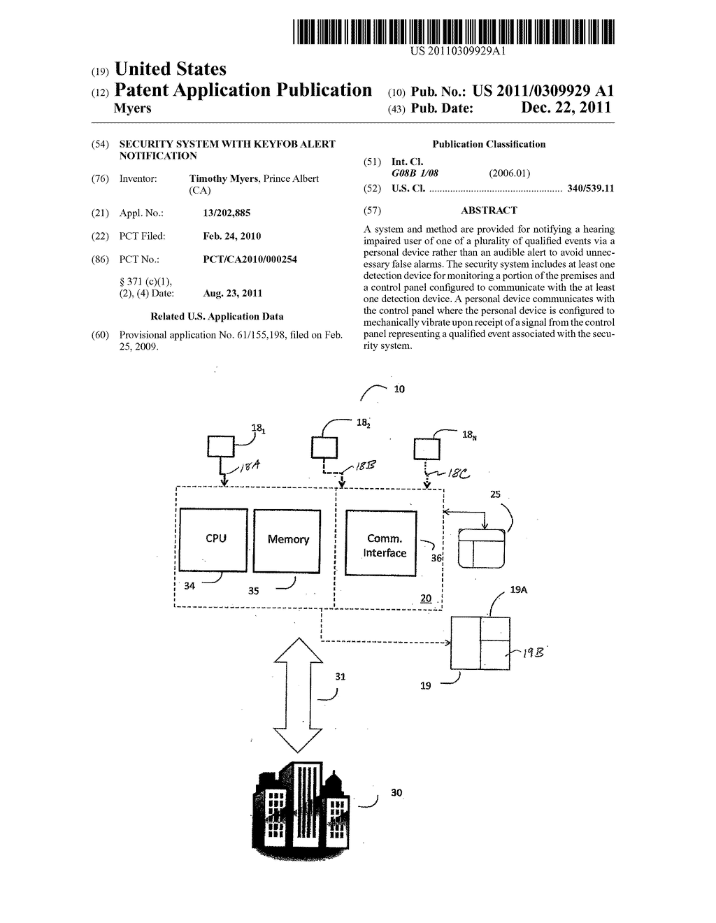 SECURITY SYSTEM WITH KEYFOB ALERT NOTIFICATION - diagram, schematic, and image 01