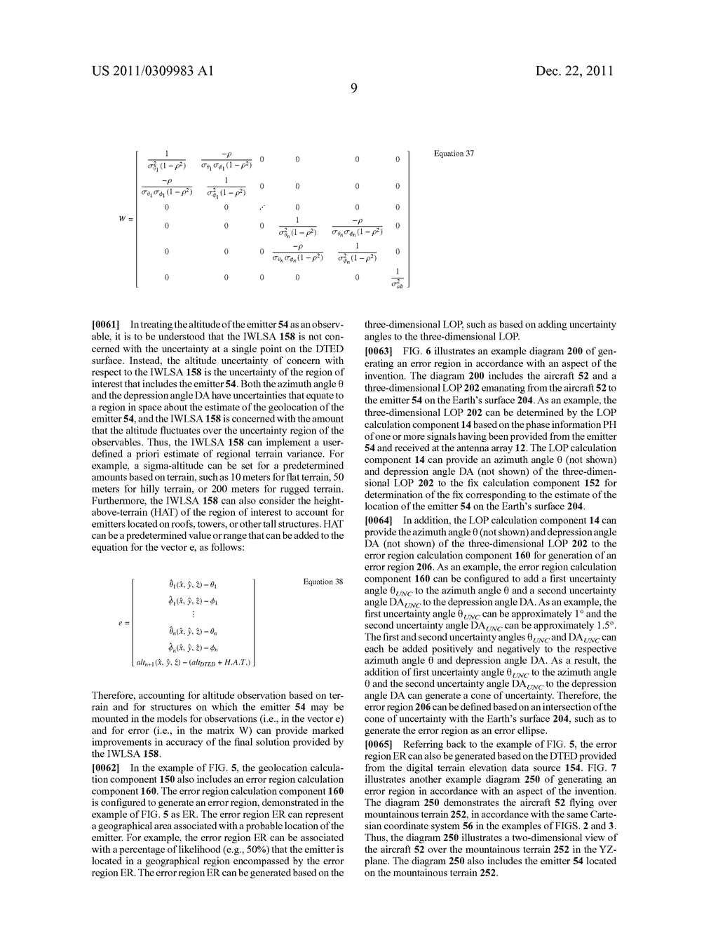 THREE-DIMENSIONAL DIRECTION FINDING FOR ESTIMATING A GEOLOCATION OF AN     EMITTER - diagram, schematic, and image 17