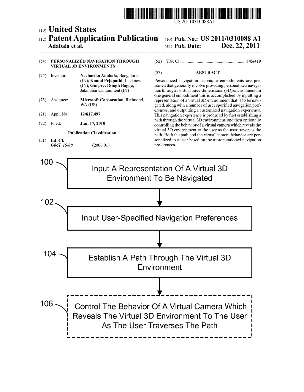 PERSONALIZED NAVIGATION THROUGH VIRTUAL 3D ENVIRONMENTS - diagram, schematic, and image 01