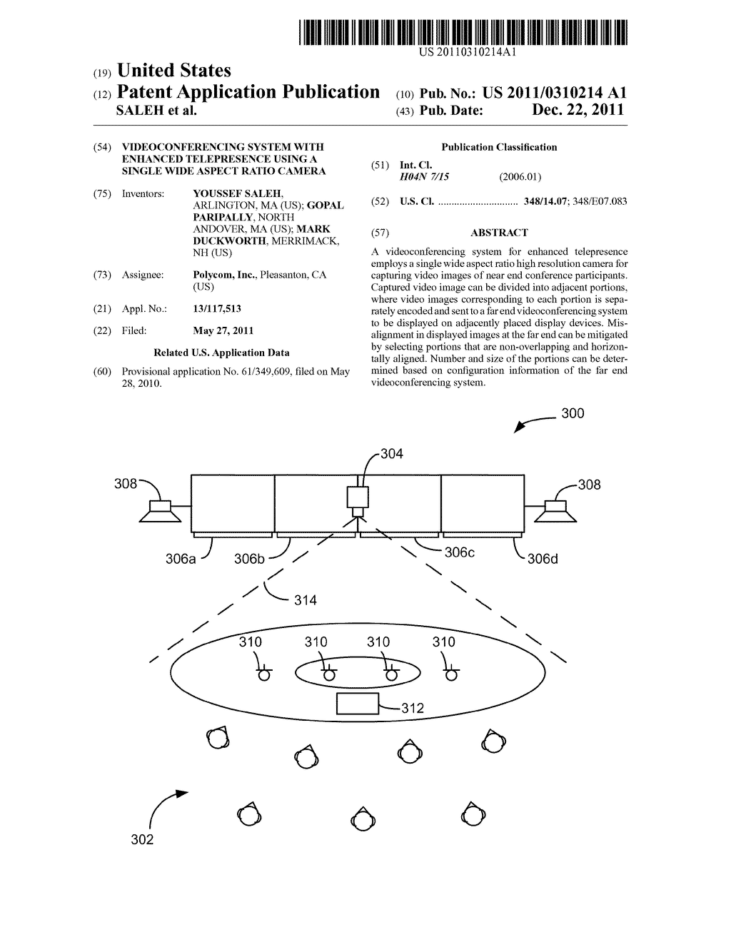 Videoconferencing System with Enhanced Telepresence Using a Single Wide     Aspect Ratio Camera - diagram, schematic, and image 01