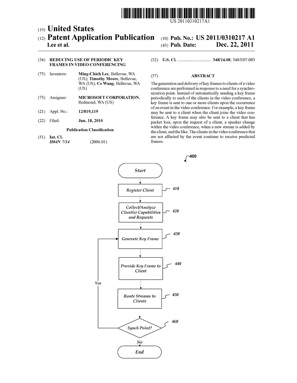 REDUCING USE OF PERIODIC KEY FRAMES IN VIDEO CONFERENCING - diagram, schematic, and image 01