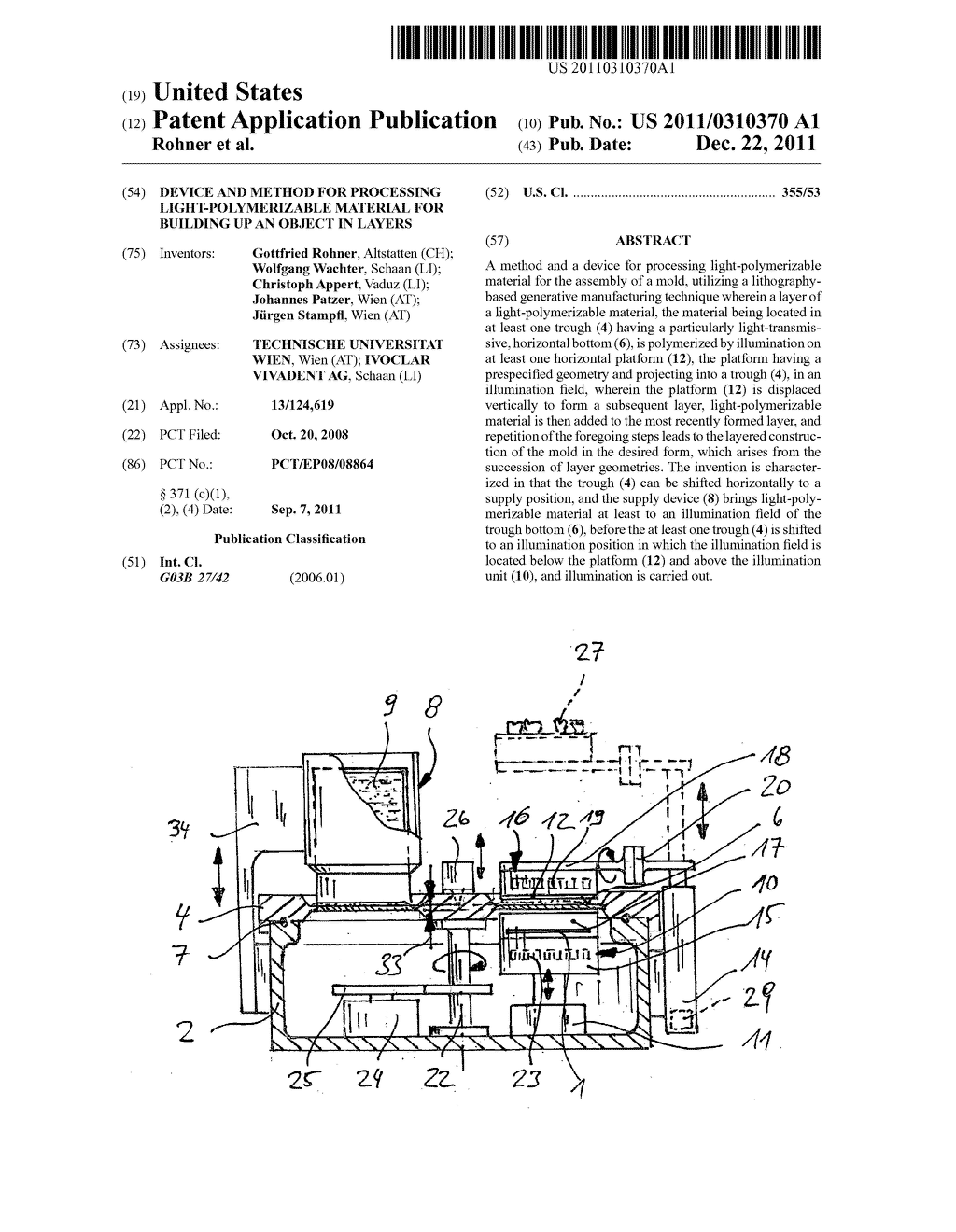 Device And Method For Processing Light-Polymerizable Material For Building     Up An Object In Layers - diagram, schematic, and image 01
