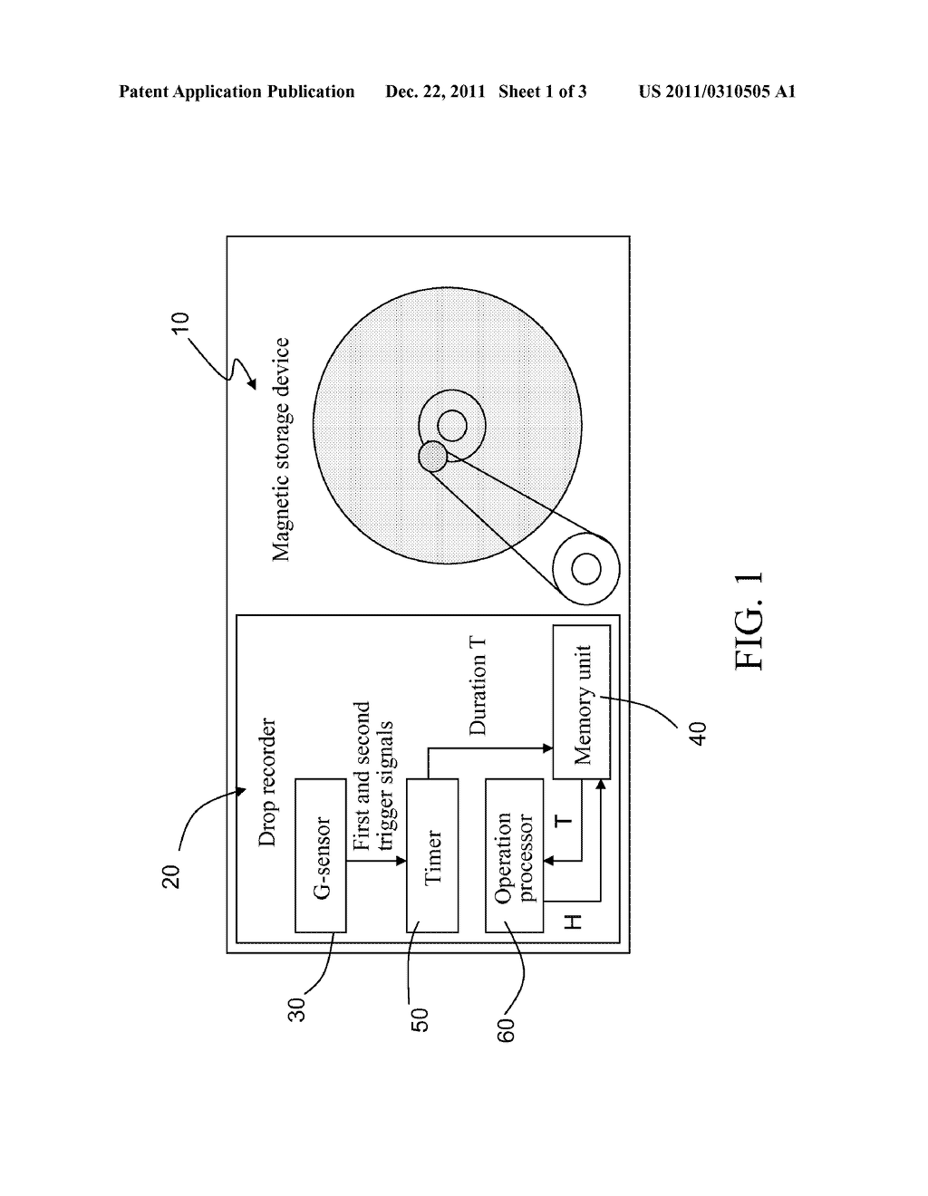 MAGNETIC STORAGE DEVICE CAPABLE OF RECORDING DROP HEIGHT AND ELECTRONIC     DEVICE USING THE SAME - diagram, schematic, and image 02