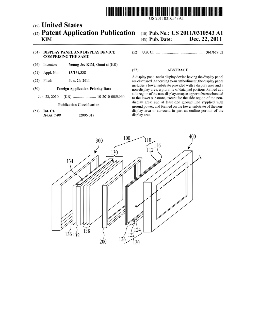 DISPLAY PANEL AND DISPLAY DEVICE COMPRISING THE SAME - diagram, schematic, and image 01