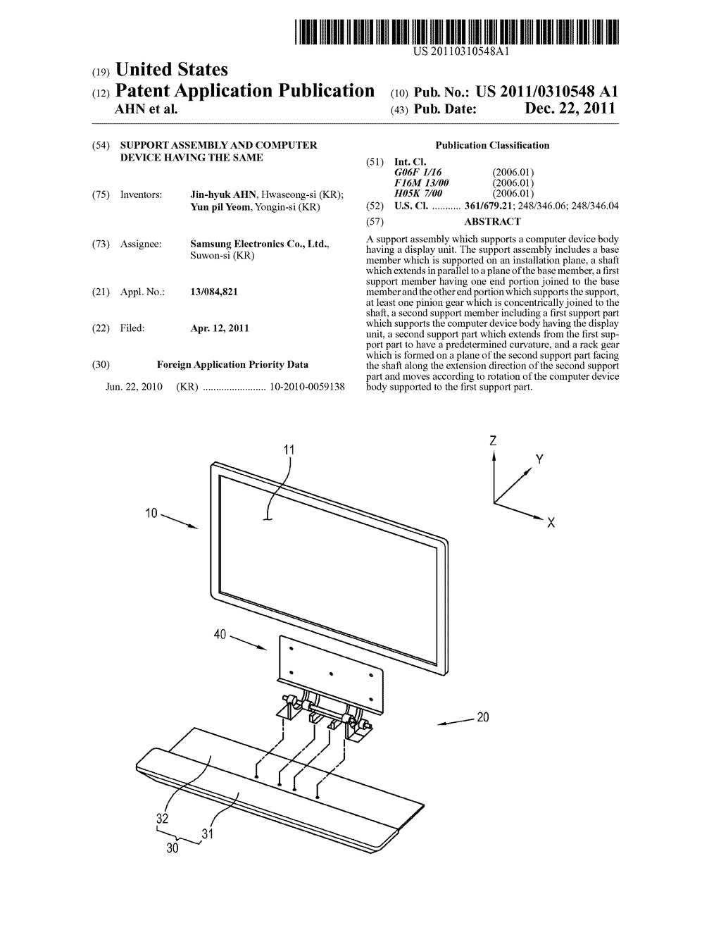 SUPPORT ASSEMBLY AND COMPUTER DEVICE HAVING THE SAME - diagram, schematic, and image 01