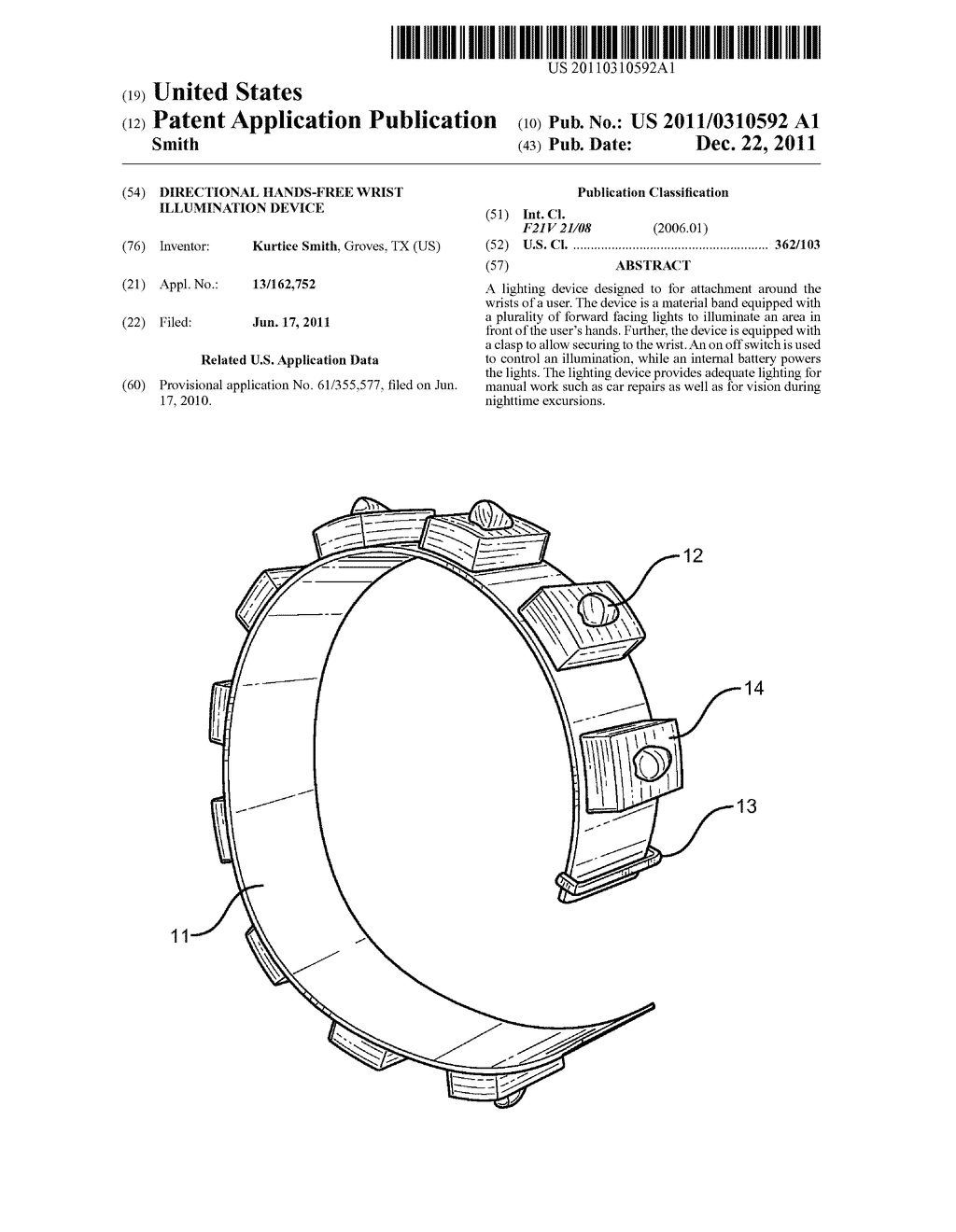 Directional Hands-Free Wrist Illumination Device - diagram, schematic, and image 01