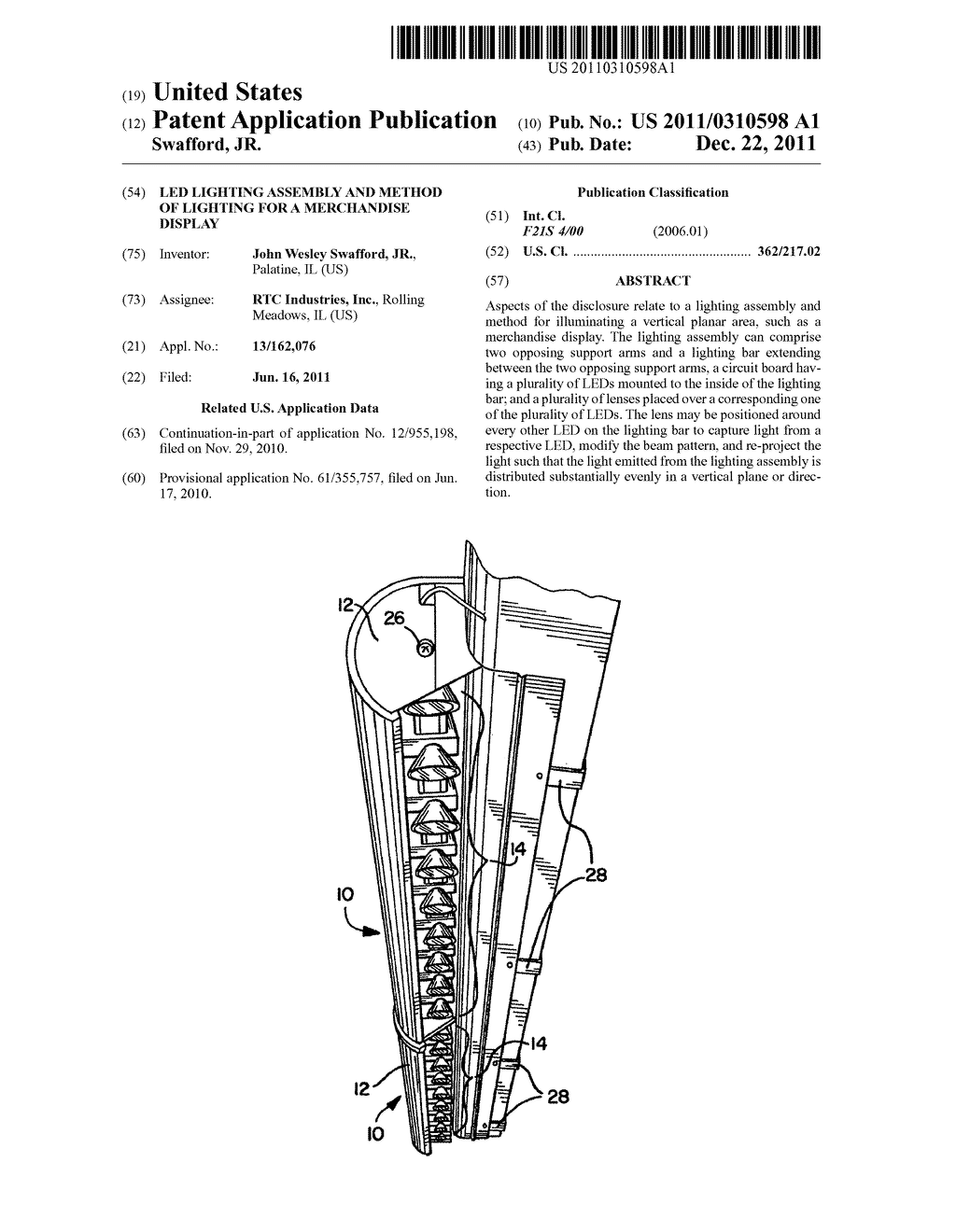 LED Lighting Assembly And Method Of Lighting For A Merchandise Display - diagram, schematic, and image 01