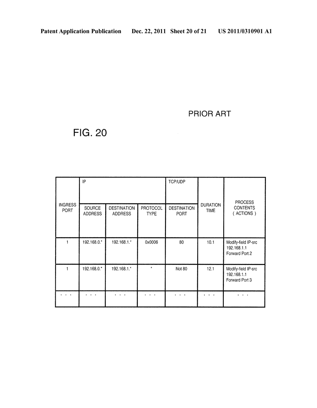 PACKET FORWARDING APPARATUS, COMMUNICATION SYSTEM, PROCESS RULE UPDATE     METHOD, AND PROGRAM - diagram, schematic, and image 21