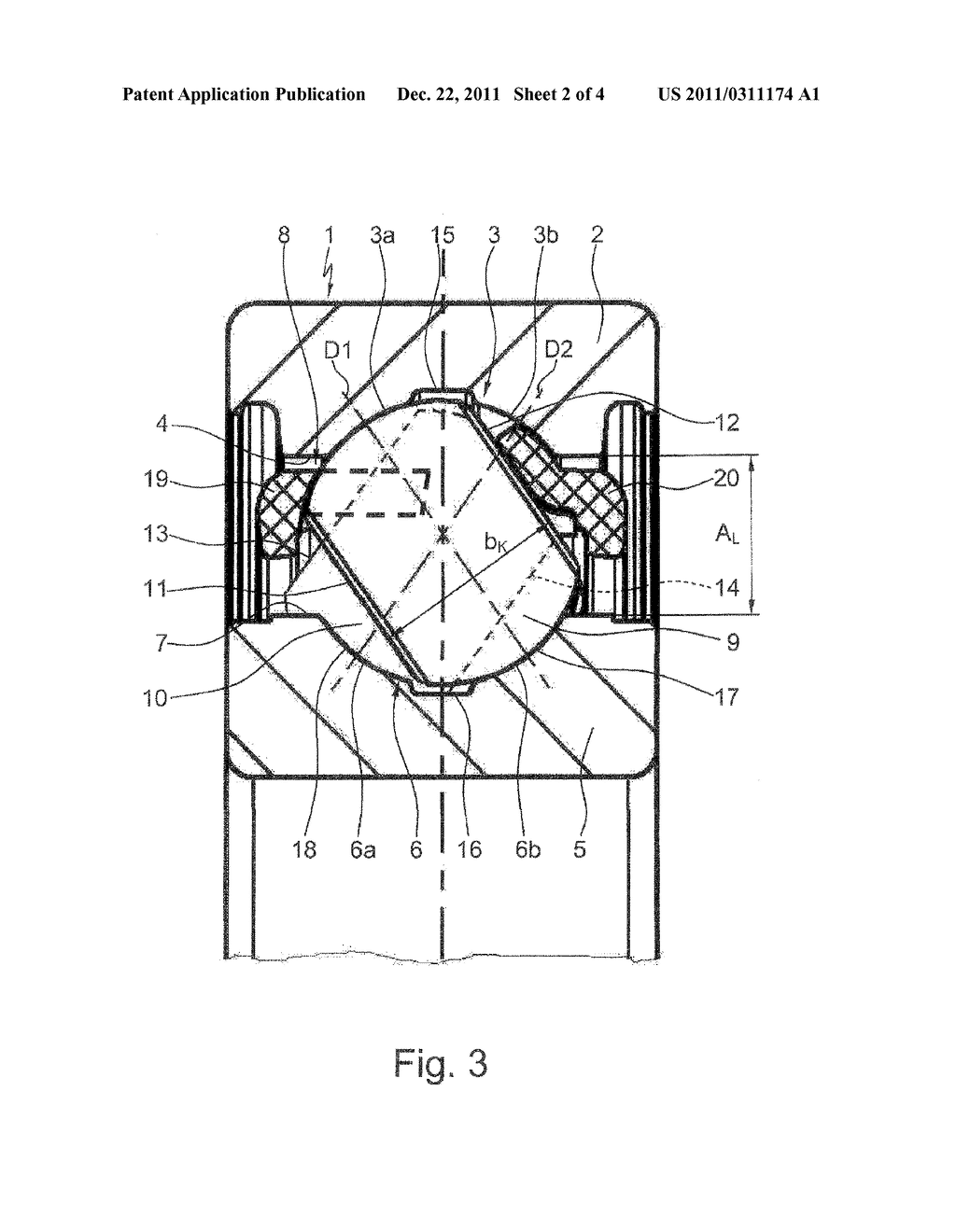 BALL ROLLER BEARING, IN PARTICULAR FOR ABSORBING COMBINED RADIAL AND AXIAL     LOADS - diagram, schematic, and image 03