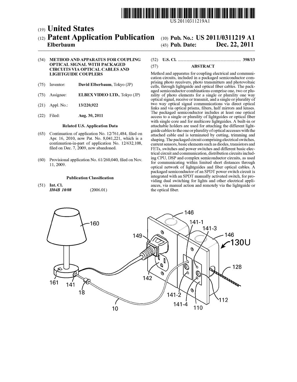 Method and Apparatus for Coupling Optical Signal with Packaged Circuits     Via Optical Cables and Lightguide Couplers - diagram, schematic, and image 01