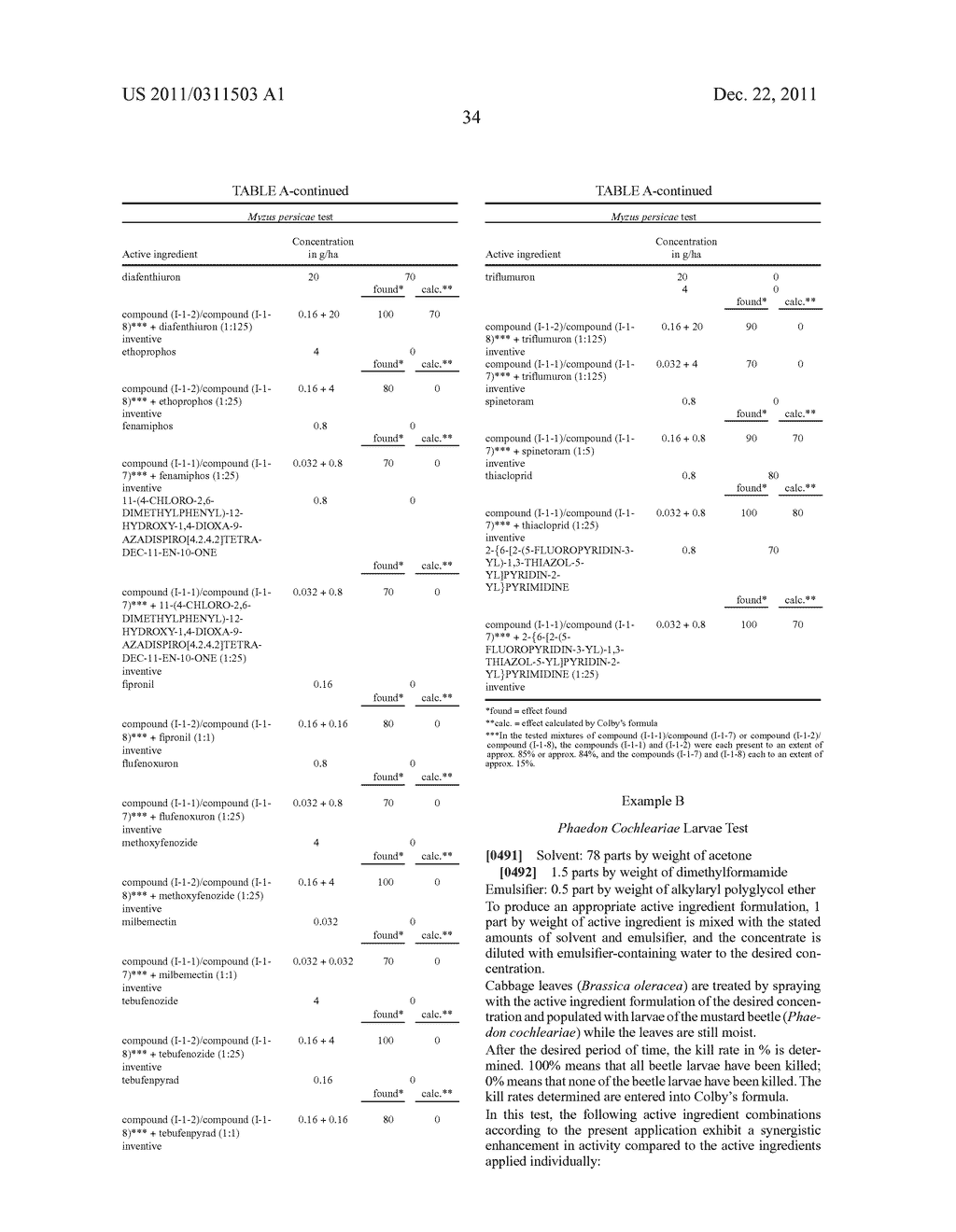 Active ingredient combinations having insecticidal and acaricidal     properties - diagram, schematic, and image 35