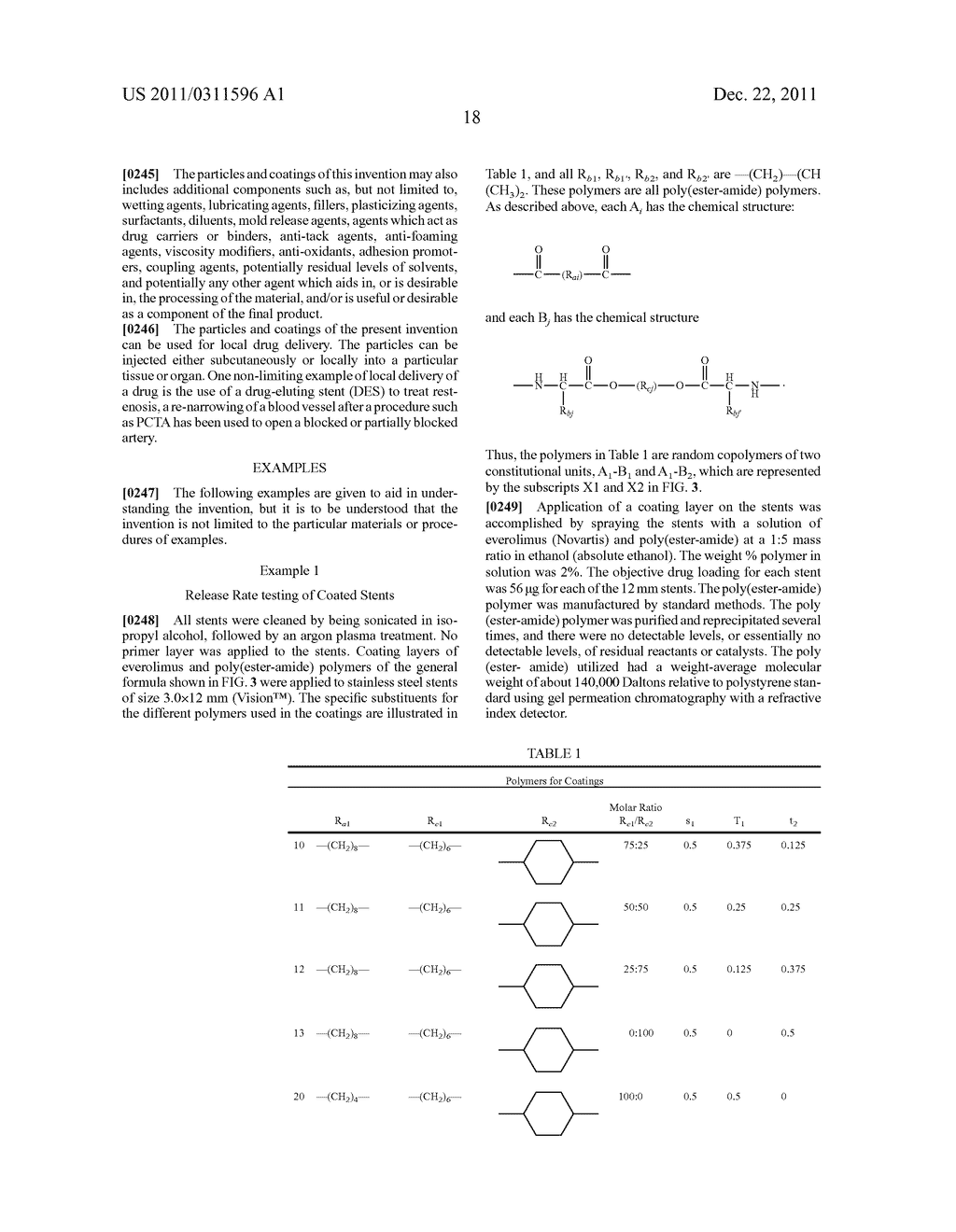 POLY(AMIDE) AND POLY(ESTER-AMIDE) POLYMERS AND DRUG DELIVERY PARTICLES AND     COATINGS CONTAINING SAME - diagram, schematic, and image 23