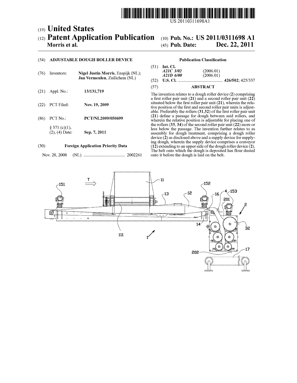 ADJUSTABLE DOUGH ROLLER DEVICE - diagram, schematic, and image 01