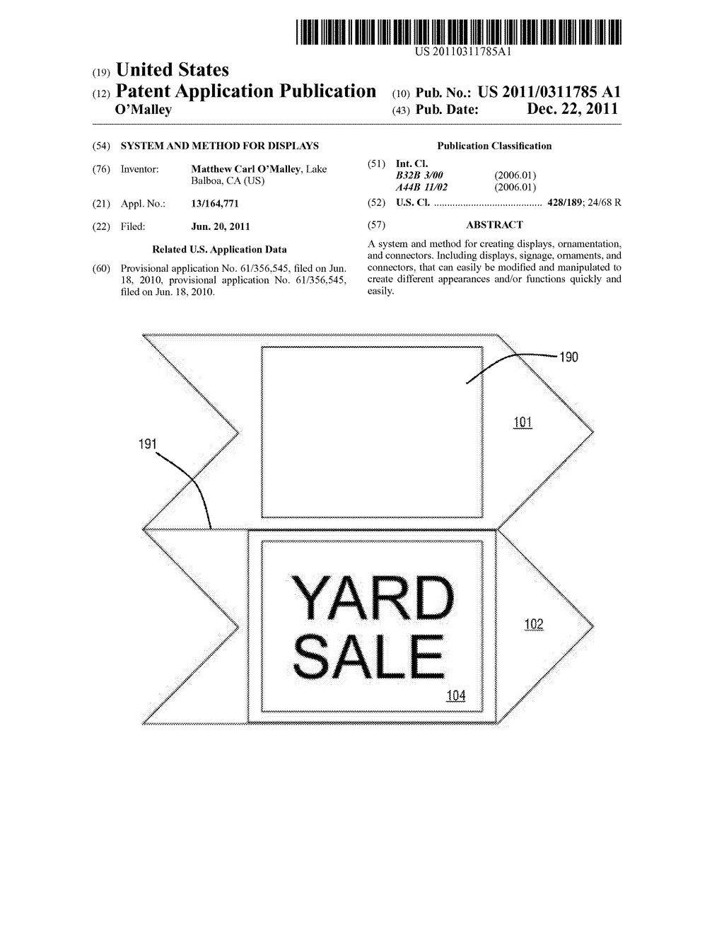 SYSTEM AND METHOD FOR DISPLAYS - diagram, schematic, and image 01