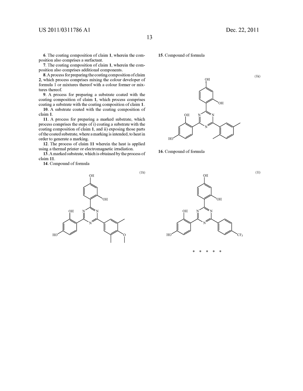 HEAT-SENSITIVE COATING COMPOSITIONS BASED ON RESORCINYL TRIAZINE     DERIVATIVES - diagram, schematic, and image 14