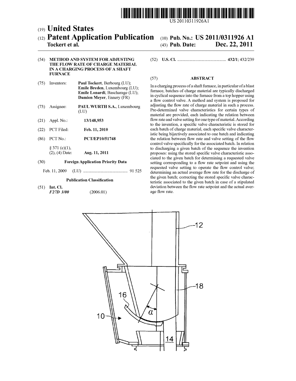 METHOD AND SYSTEM FOR ADJUSTING THE FLOW RATE OF CHARGE MATERIAL IN A     CHARGING PROCESS OF A SHAFT FURNACE - diagram, schematic, and image 01