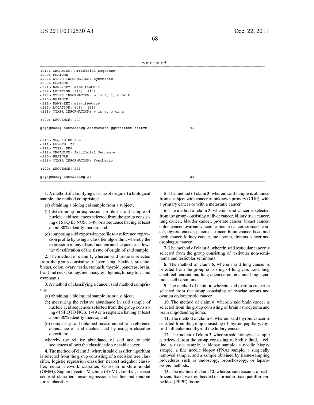 GENE EXPRESSION SIGNATURE FOR CLASSIFICATION OF TISSUE OF ORIGIN OF TUMOR     SAMPLES - diagram, schematic, and image 80