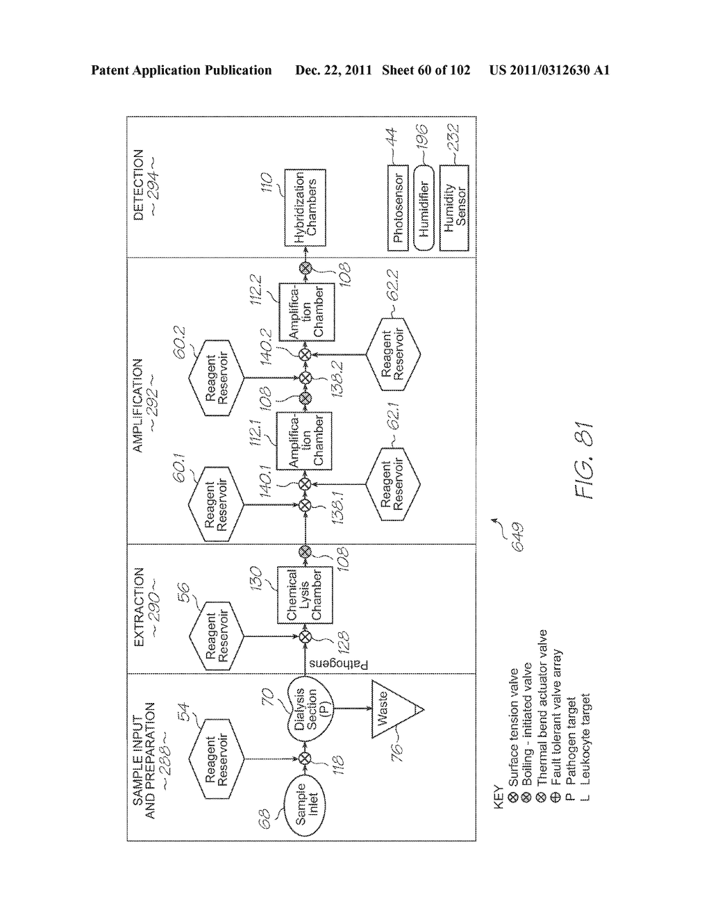 LOC DEVICE FOR PATHOGEN DETECTION, GENETIC ANALYSIS AND PROTEOMIC ANALYSIS     WITH DIALYSIS, CHEMICAL LYSIS, INCUBATION AND TANDEM NUCLEIC ACID     AMPLIFICATION - diagram, schematic, and image 61