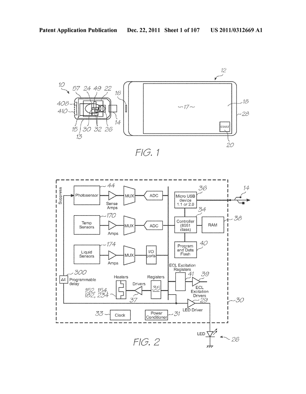 MICROFLUIDIC DEVICE WITH ELECTROCHEMILUMINESCENT PROBES AND PHOTOSENSOR     WITH LARGE ANGLE OF COLLECTION FOR PROBE EMITTTED LIGHT - diagram, schematic, and image 02