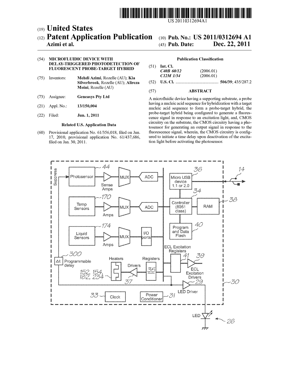 MICROFLUIDIC DEVICE WITH DELAY-TRIGGERED PHOTODETECTION OF FLUORESCENT     PROBE-TARGET HYBRID - diagram, schematic, and image 01