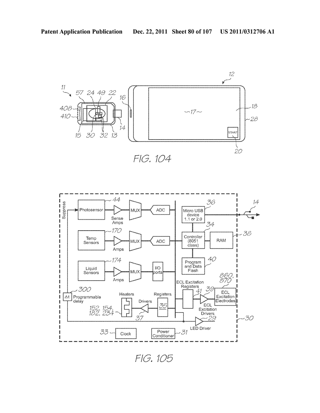 LOC DEVICE WITH HYBRIDIZATION CHAMBERS CONTAINING PROBES FOR     ELECTROCHEMILUMINESCENT DETECTION OF TARGET NUCLEIC ACID SEQUENCES IN A     FLUID AND CALIBRATION CHAMBER CONTAINING PROBES SEALED FROM THE FLUID - diagram, schematic, and image 81