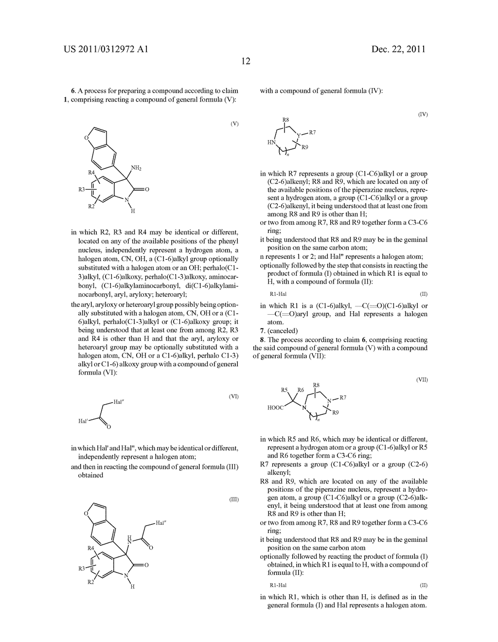 SUBSTITUTED 3-BENZOFURANYL-INDOL-2-ONE-3-ACETAMIDIDOPIPERAZINE     DERIVATIVES, PREPARATION THEREOF, AND THERAPEUTIC USE THEREOF - diagram, schematic, and image 13