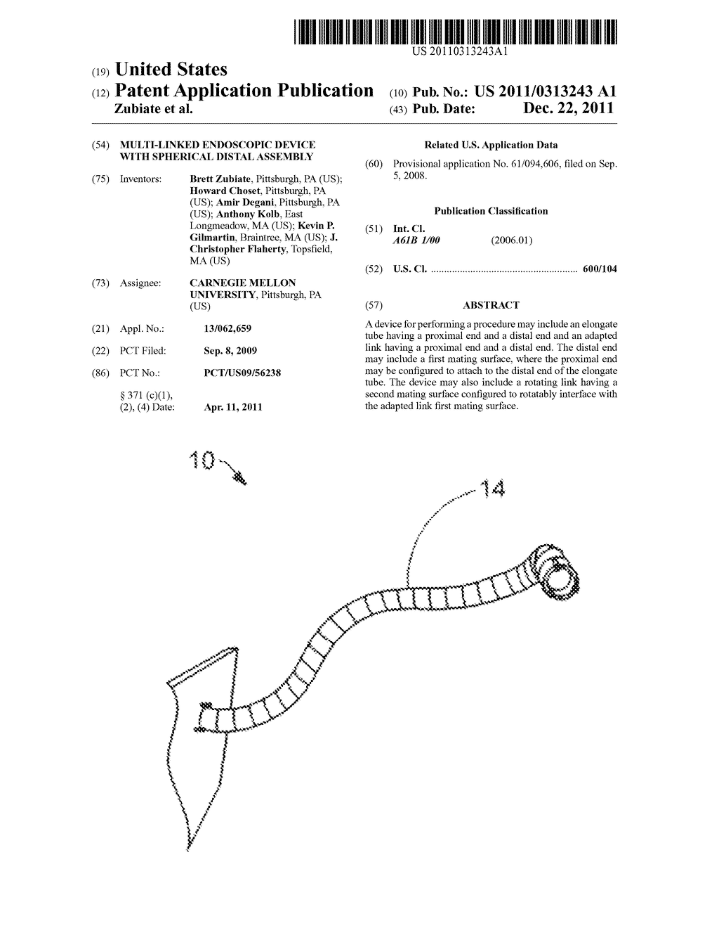MULTI-LINKED ENDOSCOPIC DEVICE WITH SPHERICAL DISTAL ASSEMBLY - diagram, schematic, and image 01