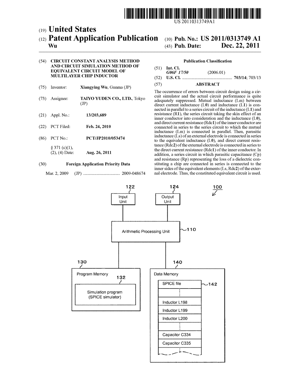 CIRCUIT CONSTANT ANALYSIS METHOD AND CIRCUIT SIMULATION METHOD OF     EQUIVALENT CIRCUIT MODEL OF MULTILAYER CHIP INDUCTOR - diagram, schematic, and image 01