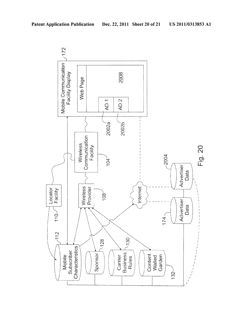 SYSTEM FOR TARGETING ADVERTISING CONTENT TO A PLURALITY OF MOBILE     COMMUNICATION FACILITIES - diagram, schematic, and image 22