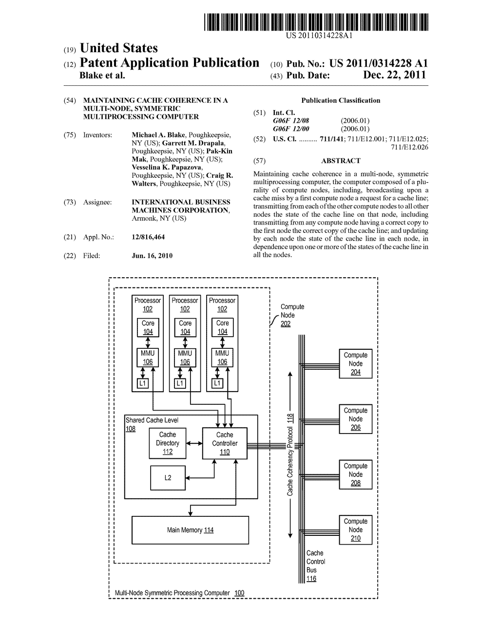 Maintaining Cache Coherence In A Multi-Node, Symmetric Multiprocessing     Computer - diagram, schematic, and image 01