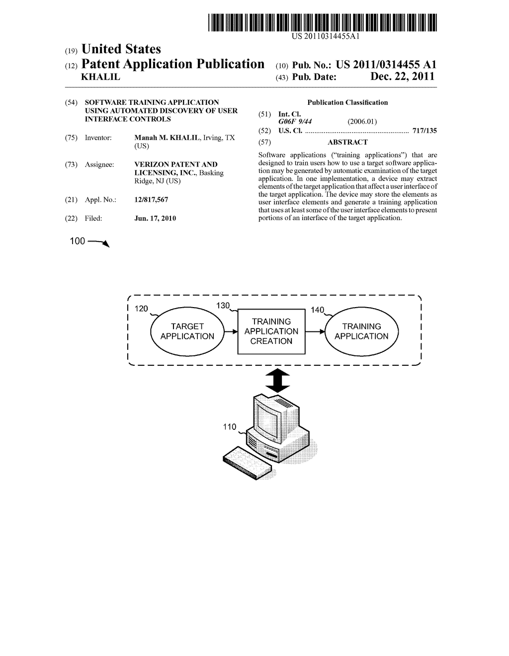 SOFTWARE TRAINING APPLICATION USING AUTOMATED DISCOVERY OF USER INTERFACE     CONTROLS - diagram, schematic, and image 01