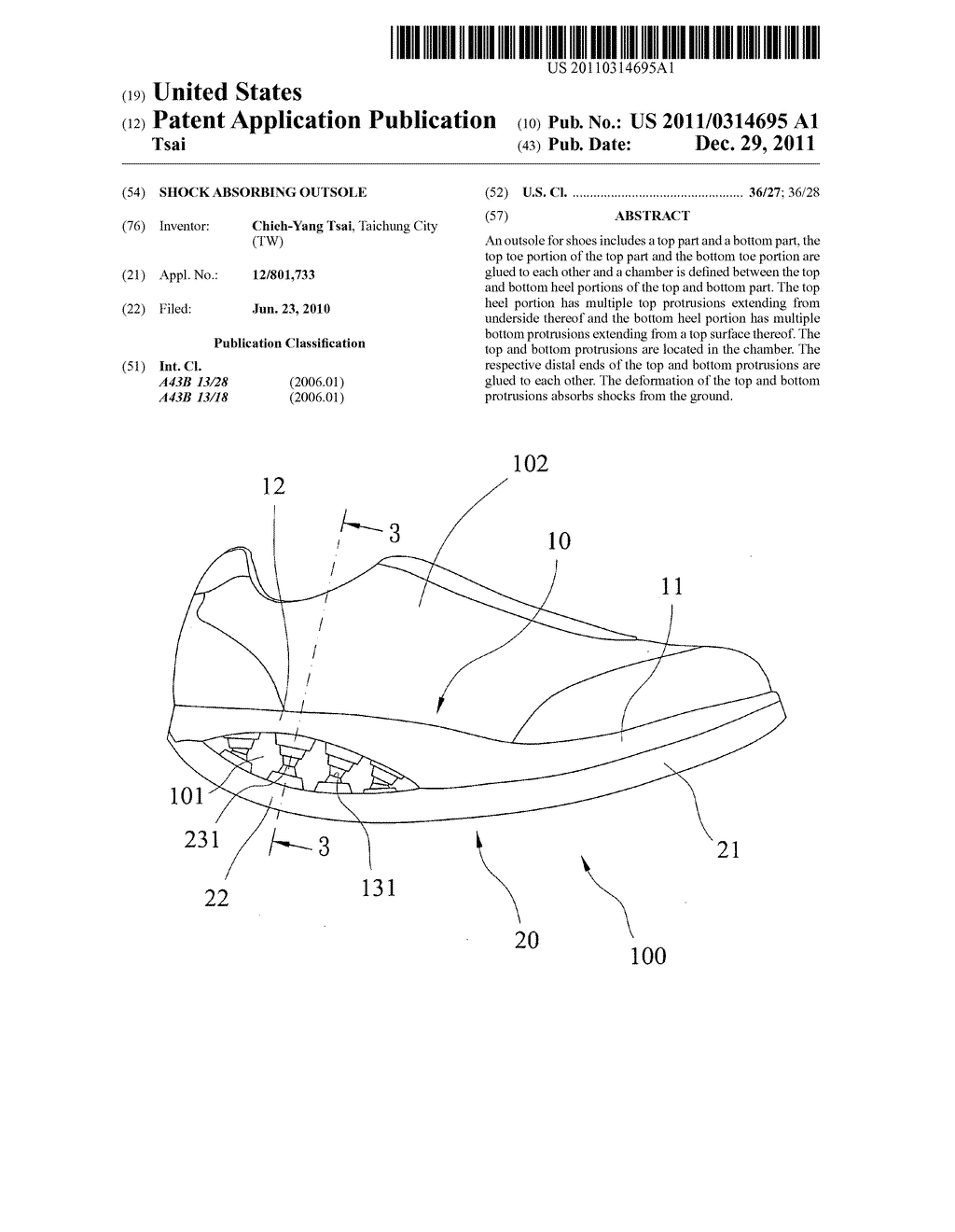 Shock absorbing outsole - diagram, schematic, and image 01