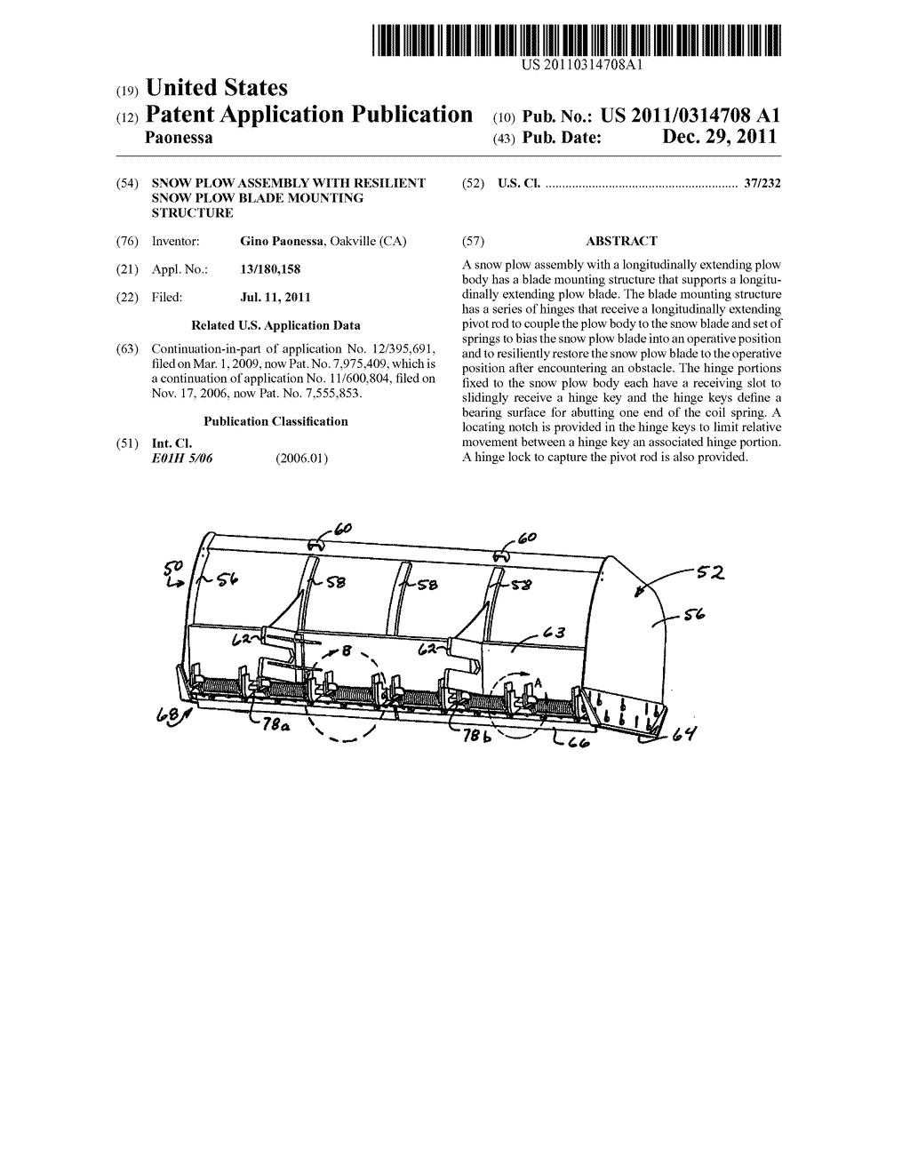 SNOW PLOW ASSEMBLY WITH RESILIENT SNOW PLOW BLADE MOUNTING STRUCTURE - diagram, schematic, and image 01