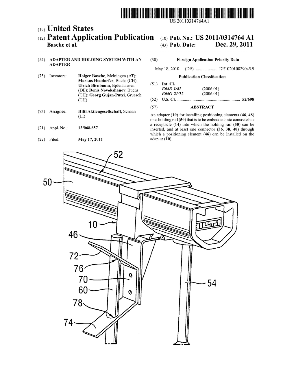 Adapter and holding system with an adapter - diagram, schematic, and image 01
