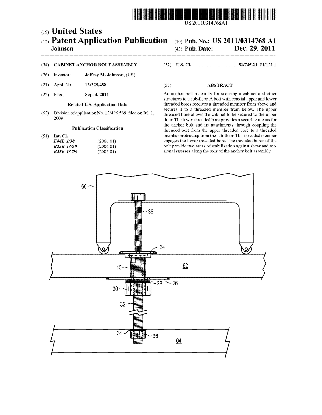 Cabinet Anchor Bolt Assembly - diagram, schematic, and image 01