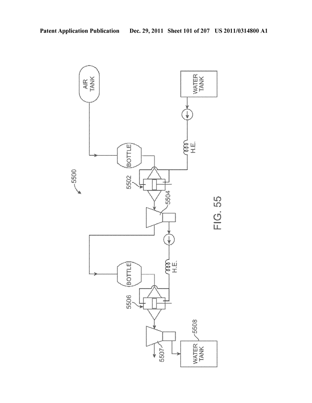 COMPRESSED AIR ENERGY STORAGE SYSTEM UTILIZING TWO-PHASE FLOW TO     FACILITATE HEAT EXCHANGE - diagram, schematic, and image 102