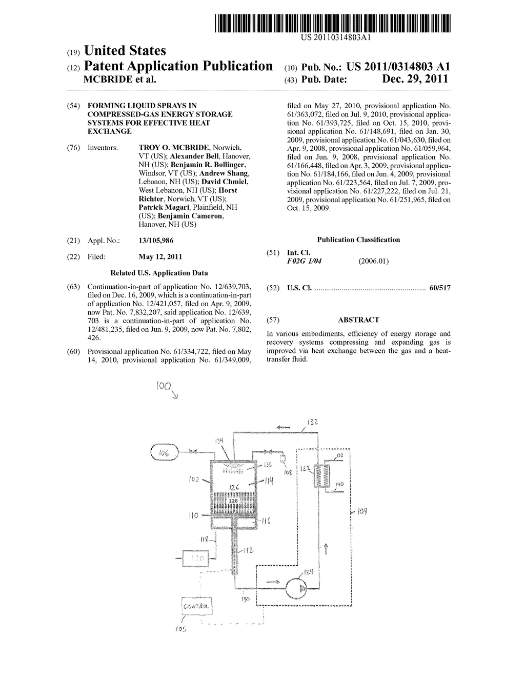 FORMING LIQUID SPRAYS IN COMPRESSED-GAS ENERGY STORAGE SYSTEMS FOR     EFFECTIVE HEAT EXCHANGE - diagram, schematic, and image 01