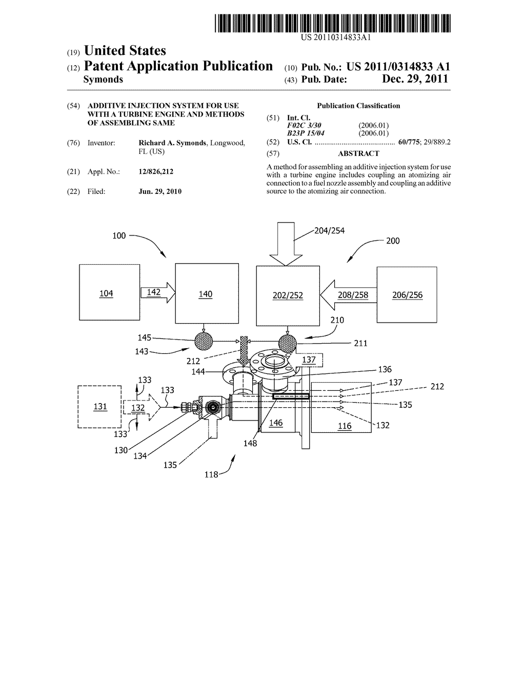 ADDITIVE INJECTION SYSTEM FOR USE WITH A TURBINE ENGINE AND METHODS OF     ASSEMBLING SAME - diagram, schematic, and image 01