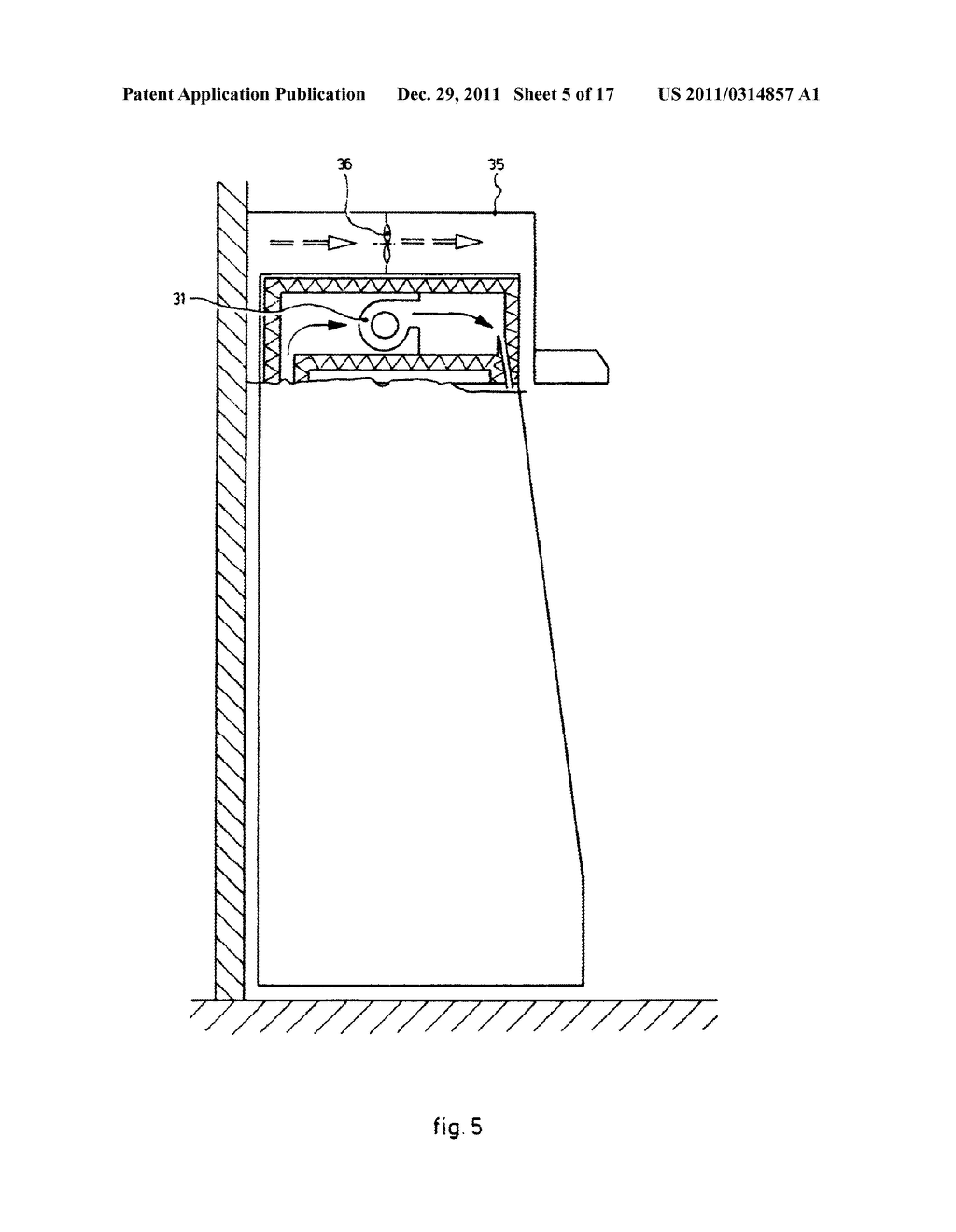 Device for generating an air wall in an upright refrigerated cabinet - diagram, schematic, and image 06