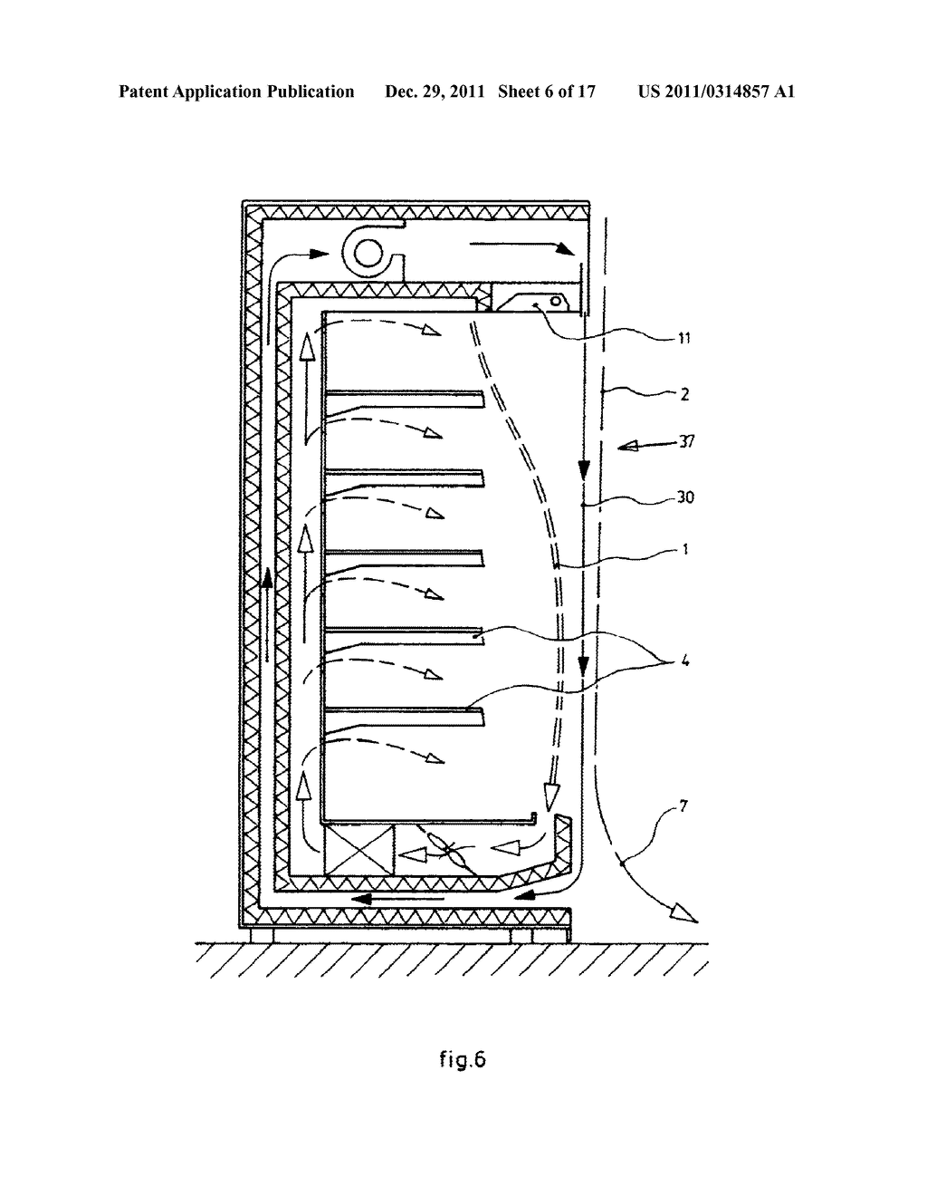 Device for generating an air wall in an upright refrigerated cabinet - diagram, schematic, and image 07