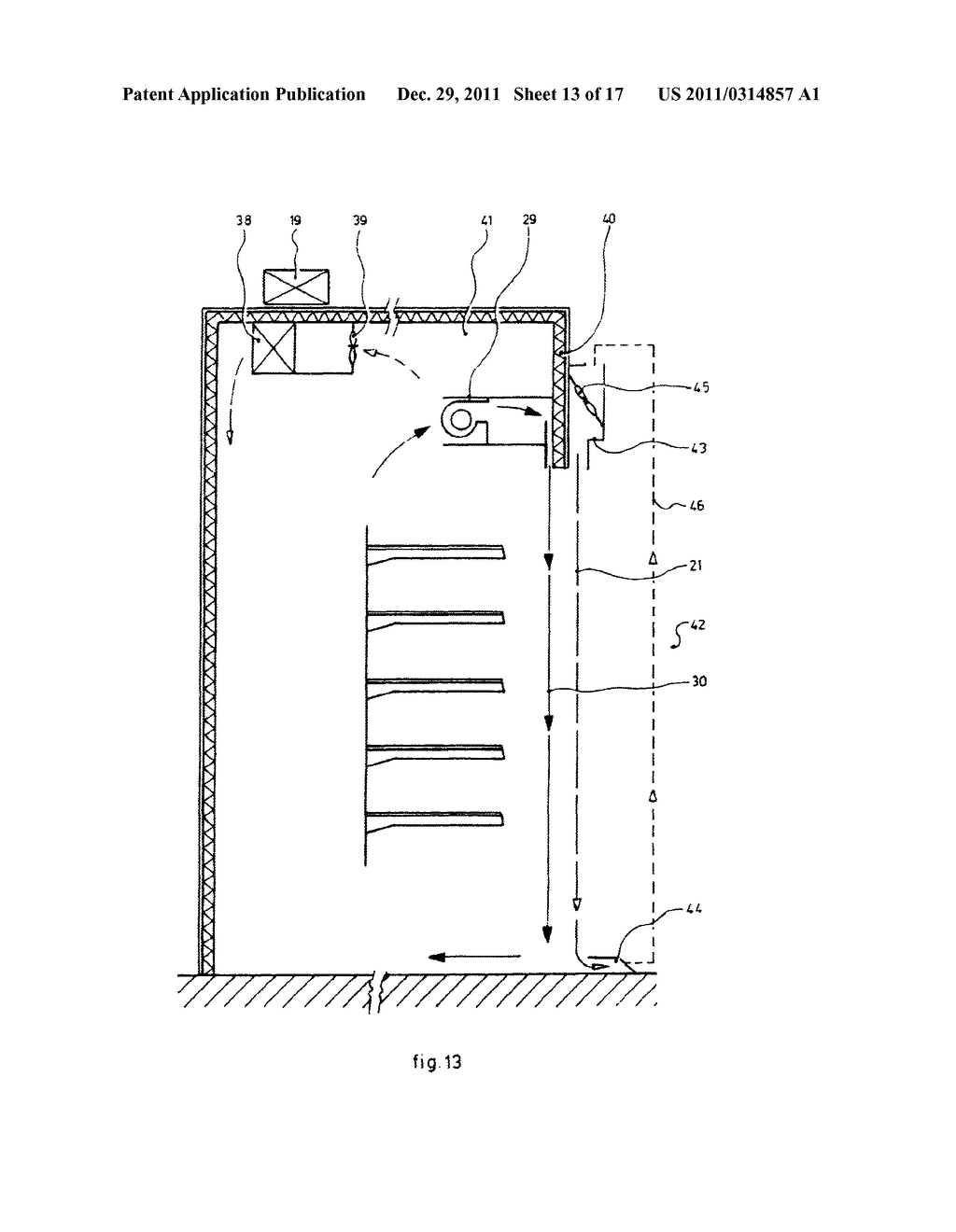 Device for generating an air wall in an upright refrigerated cabinet - diagram, schematic, and image 14