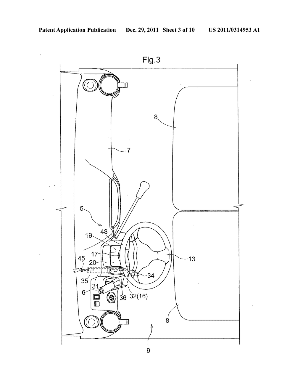 Tiltable Steering Wheel Apparatus for Work Vehicle - diagram, schematic, and image 04