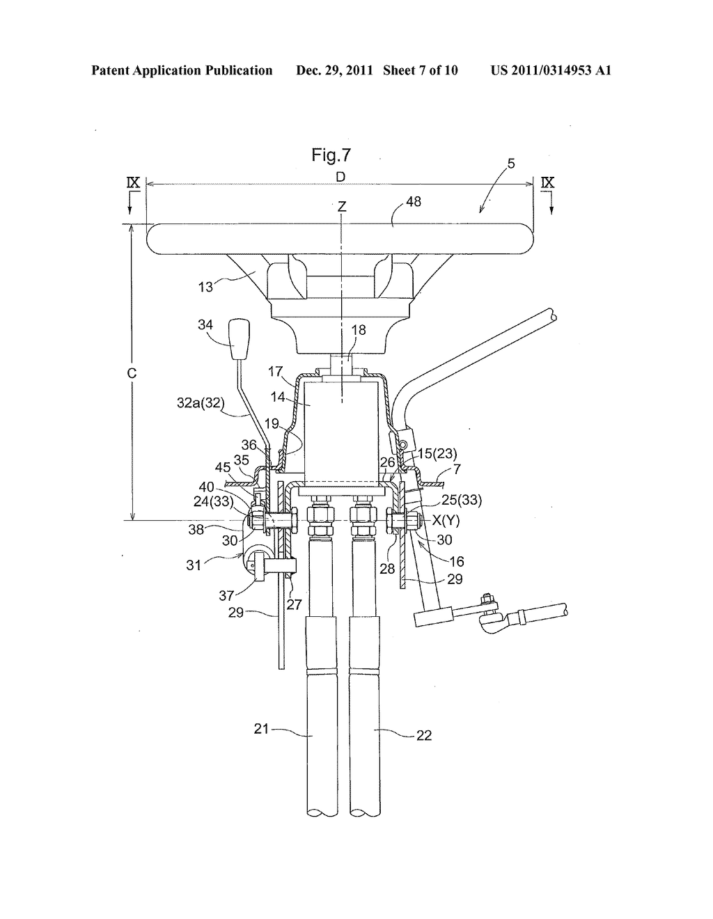 Tiltable Steering Wheel Apparatus for Work Vehicle - diagram, schematic, and image 08