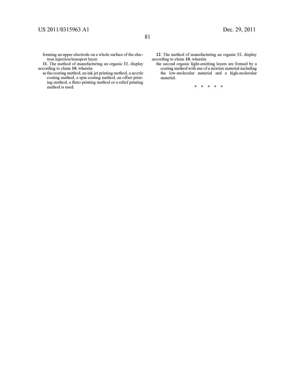 ORGANIC EL DISPLAY AND METHOD OF MANUFACTURING THE SAME - diagram, schematic, and image 95