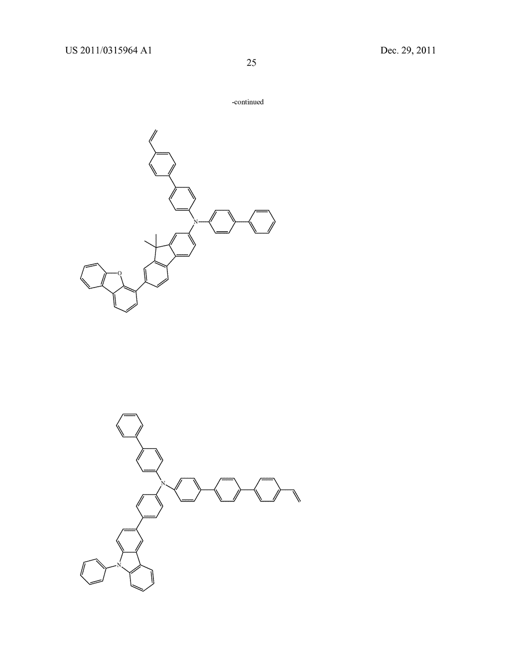 NOVEL POLYMERIZABLE MONOMER, AND MATERIAL FOR ORGANIC DEVICE, HOLE     INJECTION/TRANSPORT MATERIAL, MATERIAL FOR ORGANIC ELECTROLUMINESCENT     ELEMENT AND ORGANIC ELECTROLUMINESCENT ELEMENT EACH COMPRISING POLYMER     (POLYMERIC COMPOUND) OF THE POLYMERIZABLE MONOMER - diagram, schematic, and image 26