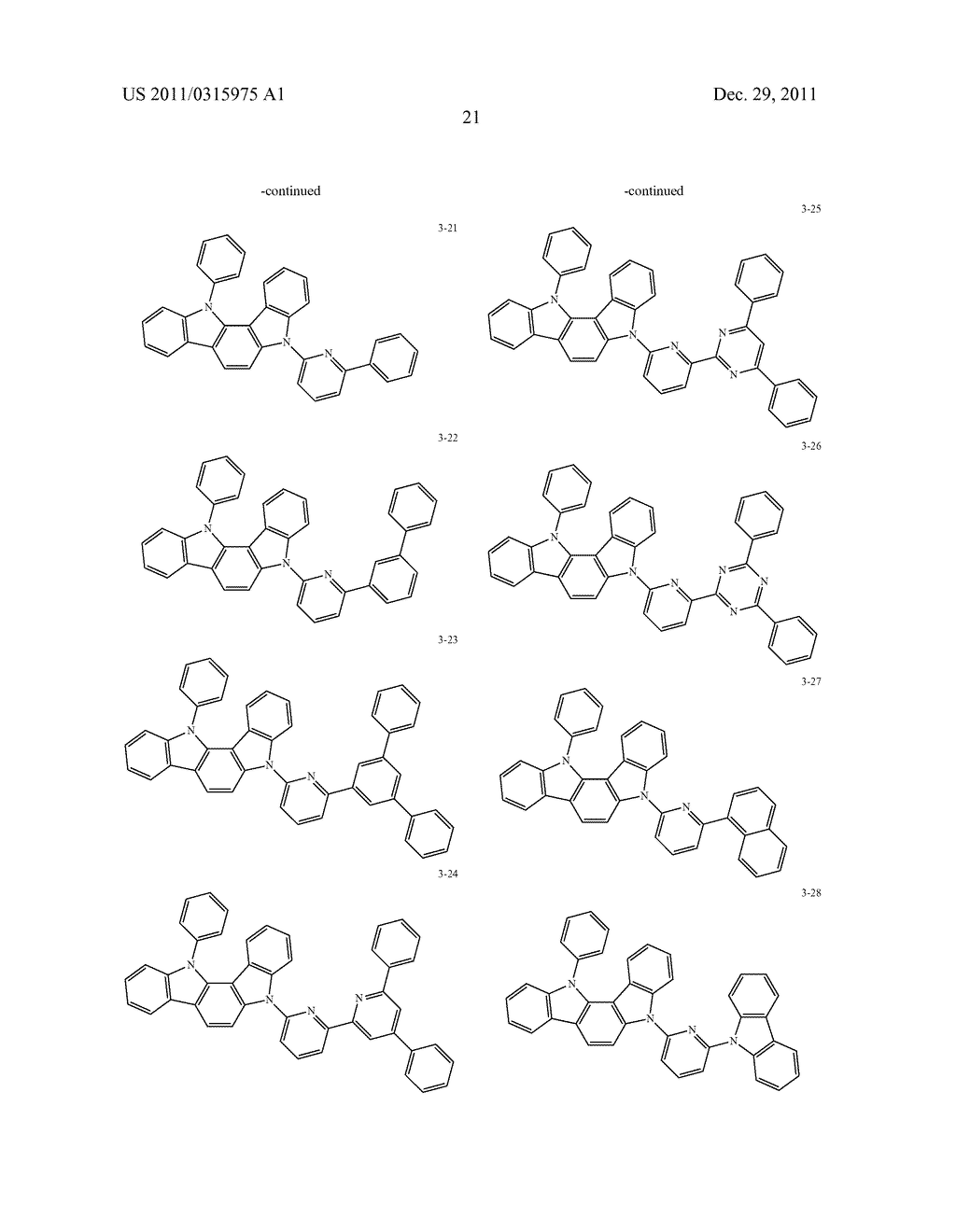 MATERIAL FOR USE IN PHOSPHORESCENT DEVICE AND ORGANIC ELECTROLUMINESCENT     DEVICE USING SAME - diagram, schematic, and image 25